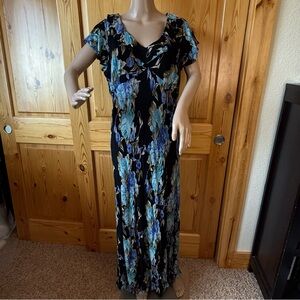 Vintage Y2K Lola P Floral Beads Prom Fairy Maxi Dress XL Whimsigoth Babydoll